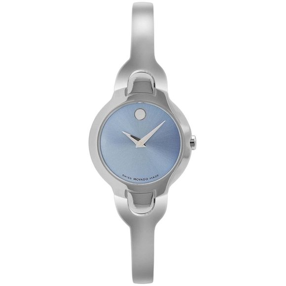 PREOWNED Movado Great Condition 0605283 Ladies Kara Sunburst Blue Dial Watch - Picture 1 of 1